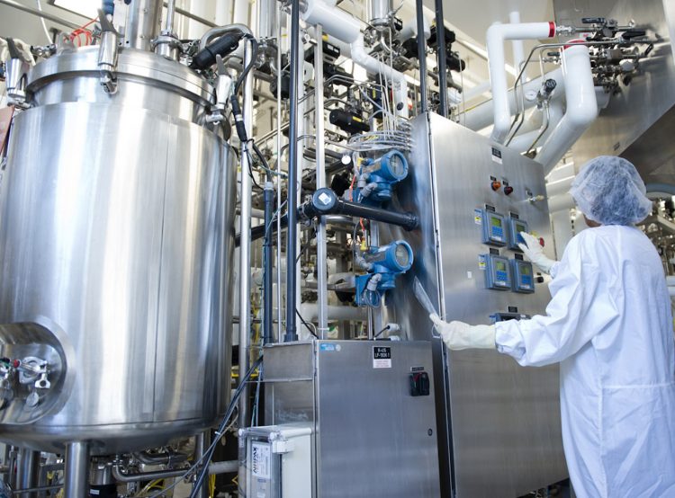 A woman working at a biomaterial manufacturing site